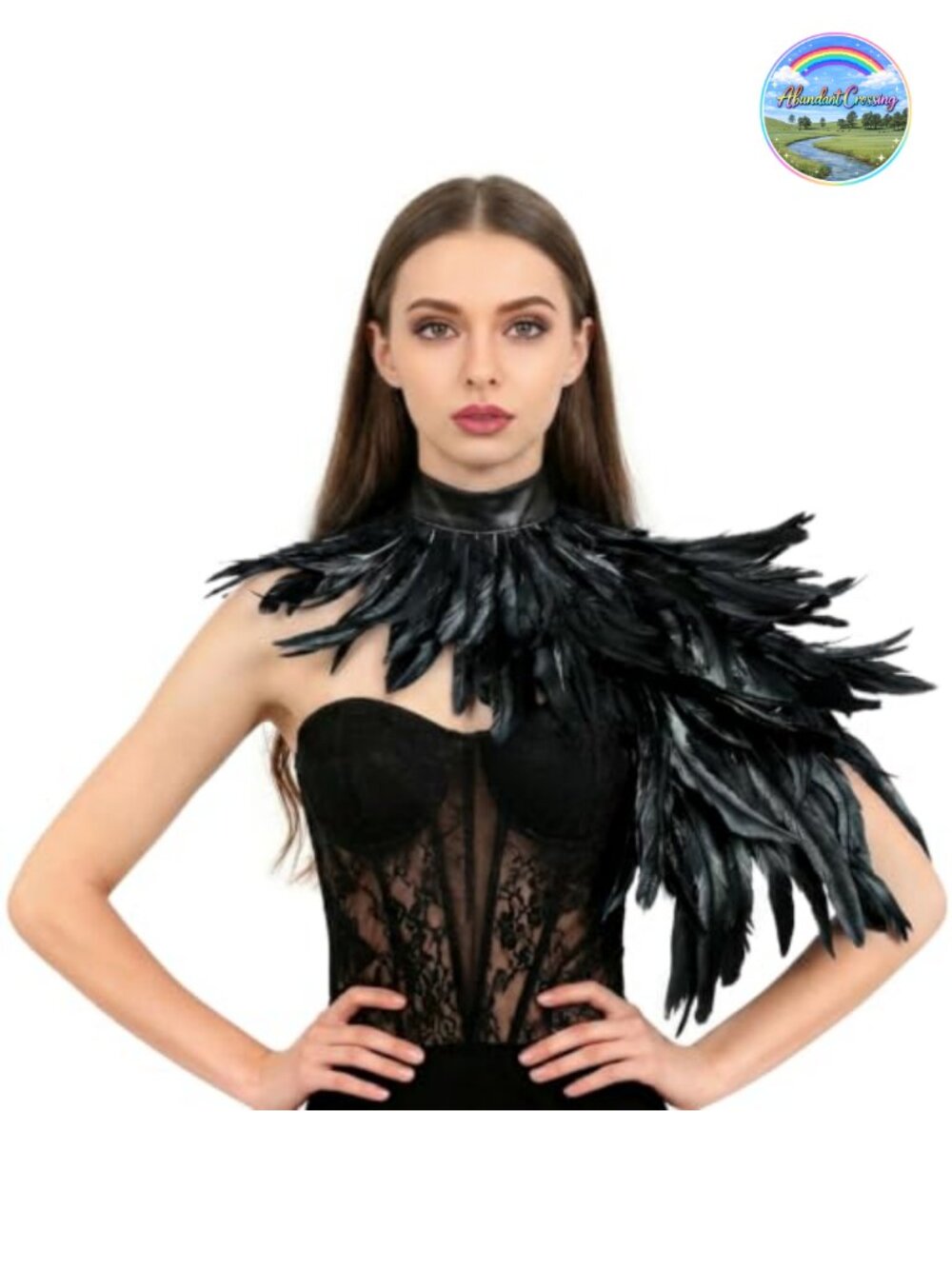 Feather Shoulder Wrap Collar Gothic Costume Accessory Women